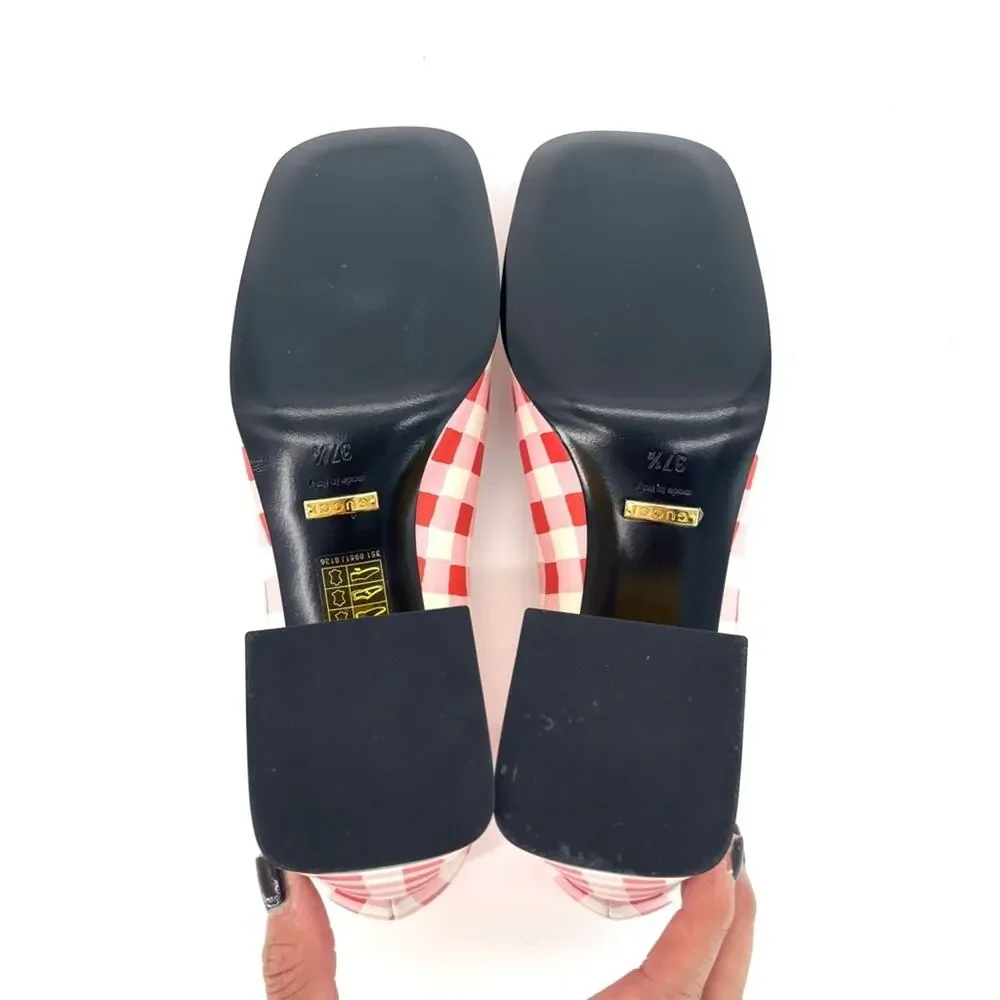 Gucci Baby Horsebit Ken Scott Garden Checkered Platform Heels Pumps 37.5 - Picture 8 of 10